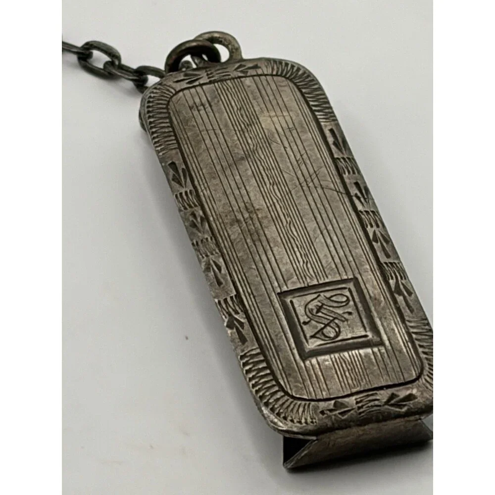 Victorian  Sterling Silver Art Deco Mens Belt Loop Packet Watch Chain fob 925